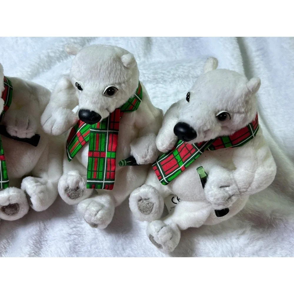Coca-Cola Polar Bear Plush Set Christmas Holiday‎ Scarves Bean Bag 4-Piece
